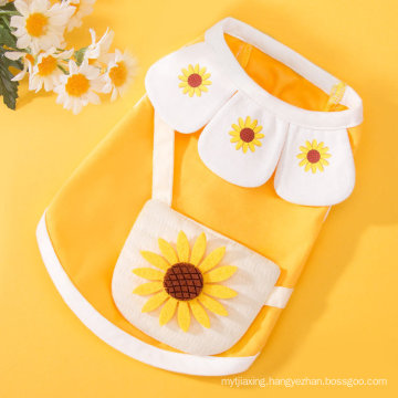 Spring and Summer Thin Puppy Dog Vest Two-Legged T-Shirt Petal Collar Shoulder Bag Cat Pet Clothes